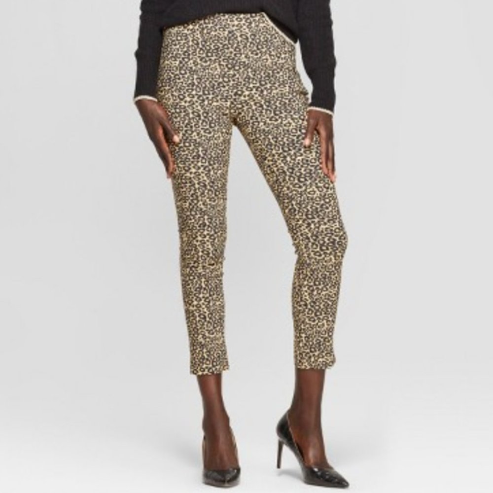 Who What Wear Leopard Print Skinny Ankle Pants